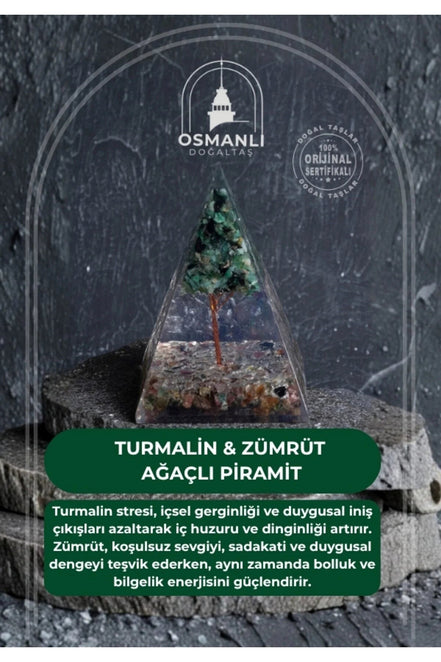 Turmalin & Zümrüt Ağaçlı Piramit