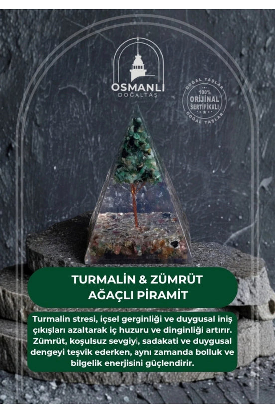 Turmalin & Zümrüt Ağaçlı Piramit