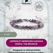 Lepidolit 6mm Merdiven Kapama Doğal Taş Bileklik