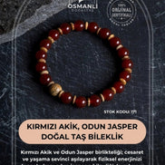 Sertifikalı Kırmızı Akik, Odun Jasper Doğal Taş Bileklik (SK:171)