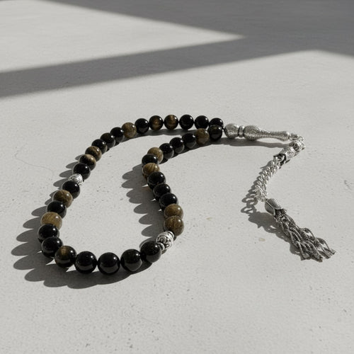 Golden Obsidyen Doğal Taş Tesbih – 33’lük / 8 mm