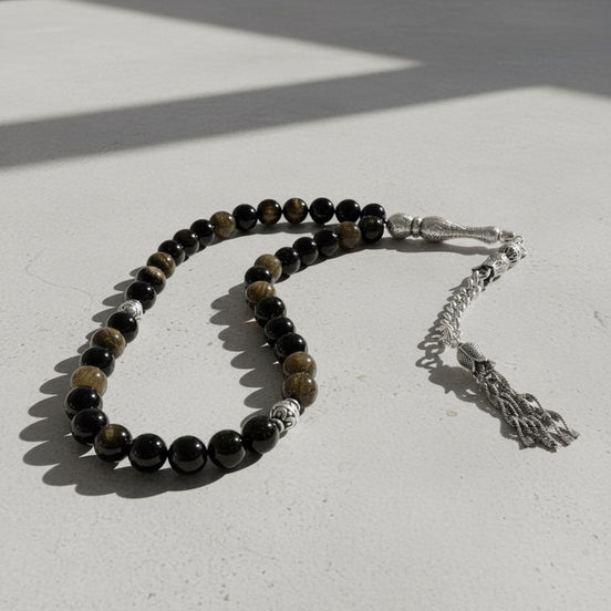 Golden Obsidyen Doğal Taş Tesbih – 33’lük / 8 mm