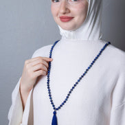 Sertifikalı Lapis Lazuli Elmas Kesim Fasetli Doğal Taş Tesbih Kolye 99luk - 8mm (SK:287)