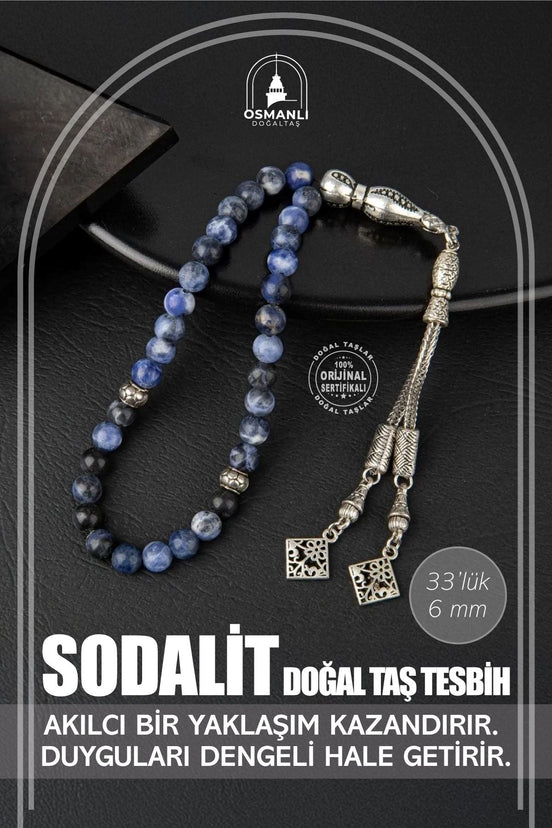Sodalit Doğal Taş Tesbih 33lük - 6mm
