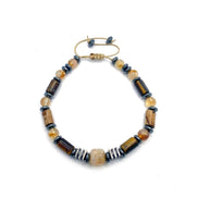 Hakiki Orijinal Sertifikalı Kaplan Gözü - Jasper - 6mm Sitrin - Hematit İpli Ayarlanabilir Doğal Taş Bileklik