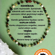 Sertifikalı Bebek Kehribar Kolye Kehribar - Yeşim - Kaplan Gözü - Kahve Göz Akik- Kalsit