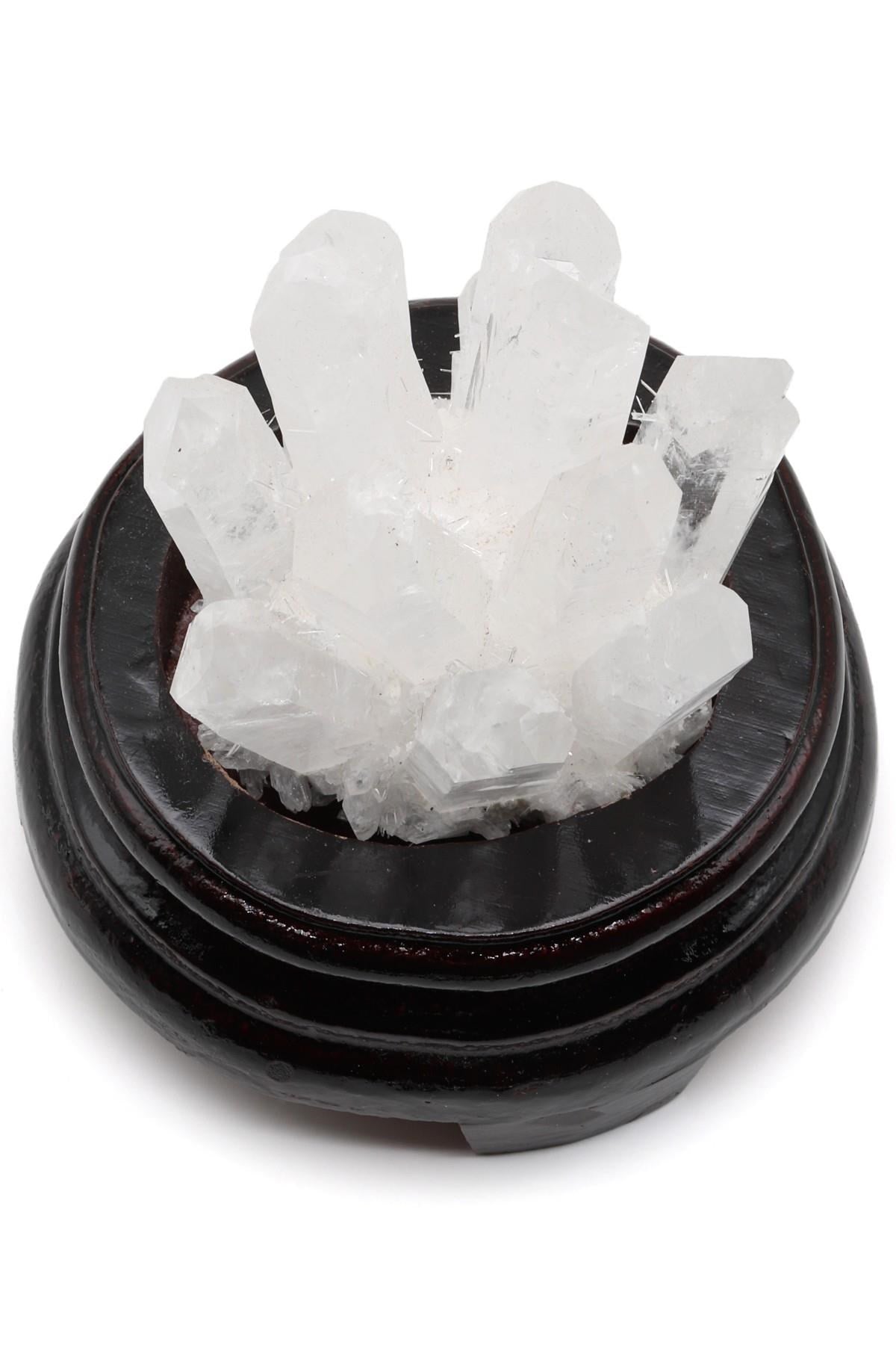 Kristal Kuvars Doğal Taş Standlı Parça – 10 × 10 cm | 400 gr