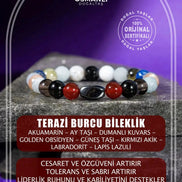 Terazi Burcu Bileklik Akuamarin, Ay Taşı, Dumanlı Kuvars, Golden Obsidyen, Güneş Taşı, Kırmızı Akik, Labradorit, Lapis Lazuli
