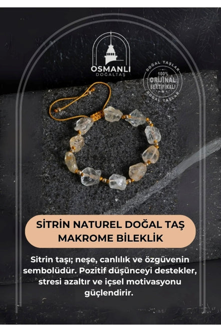 Sitrin Naturel Doğal Taş Makrome Bileklik