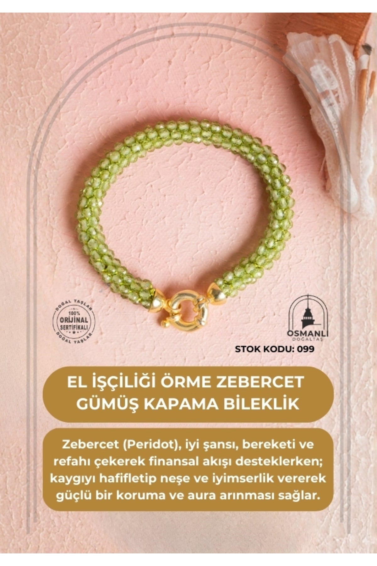 El İşçiliği Örme Zebercet Gümüş Kapama Bileklik (SK:099)