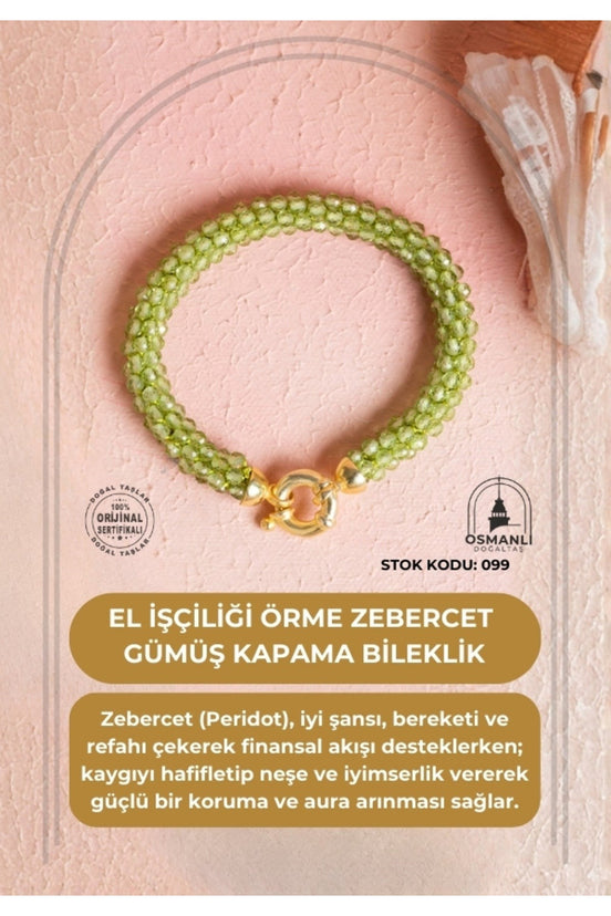 El İşçiliği Örme Zebercet Gümüş Kapama Bileklik (SK:099)