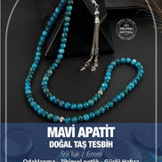 Mavi Apatit Doğal Taş Tesbih 99luk - 6mm