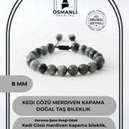 Kedi Gözü 8mm Merdiven Kapama Doğal Taş Bileklik