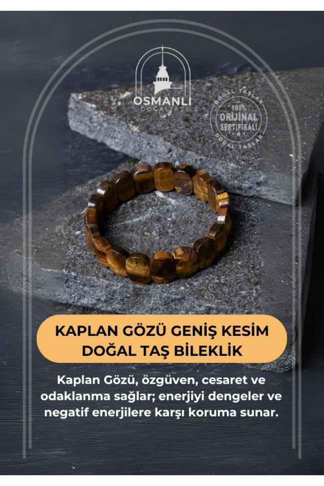 Sertifikalı Kaplan Gözü Geniş Kesim Doğal Taş Bileklik