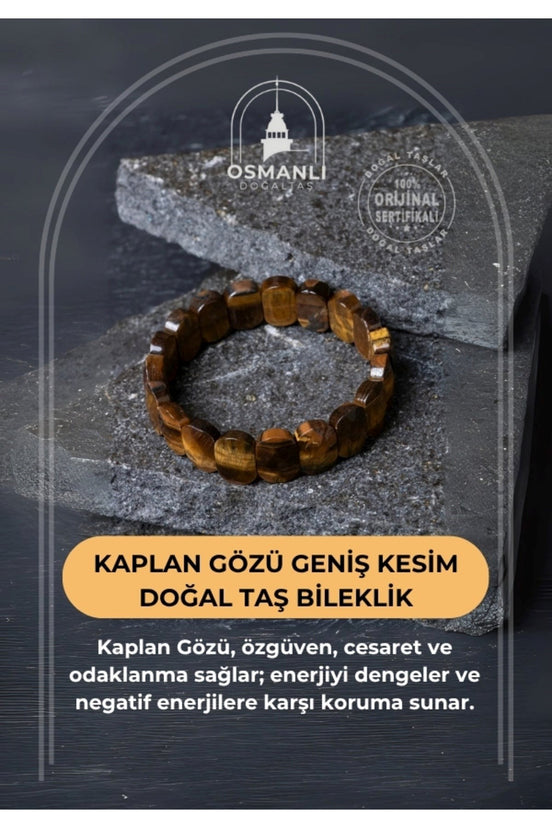 Sertifikalı Kaplan Gözü Geniş Kesim Doğal Taş Bileklik