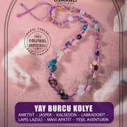 Yay Burcu Kolye Ametist, Jasper, Kalsedon, Labradorit, Lapis Lazuli, Mavi Apatit, Yeşil Aventurin