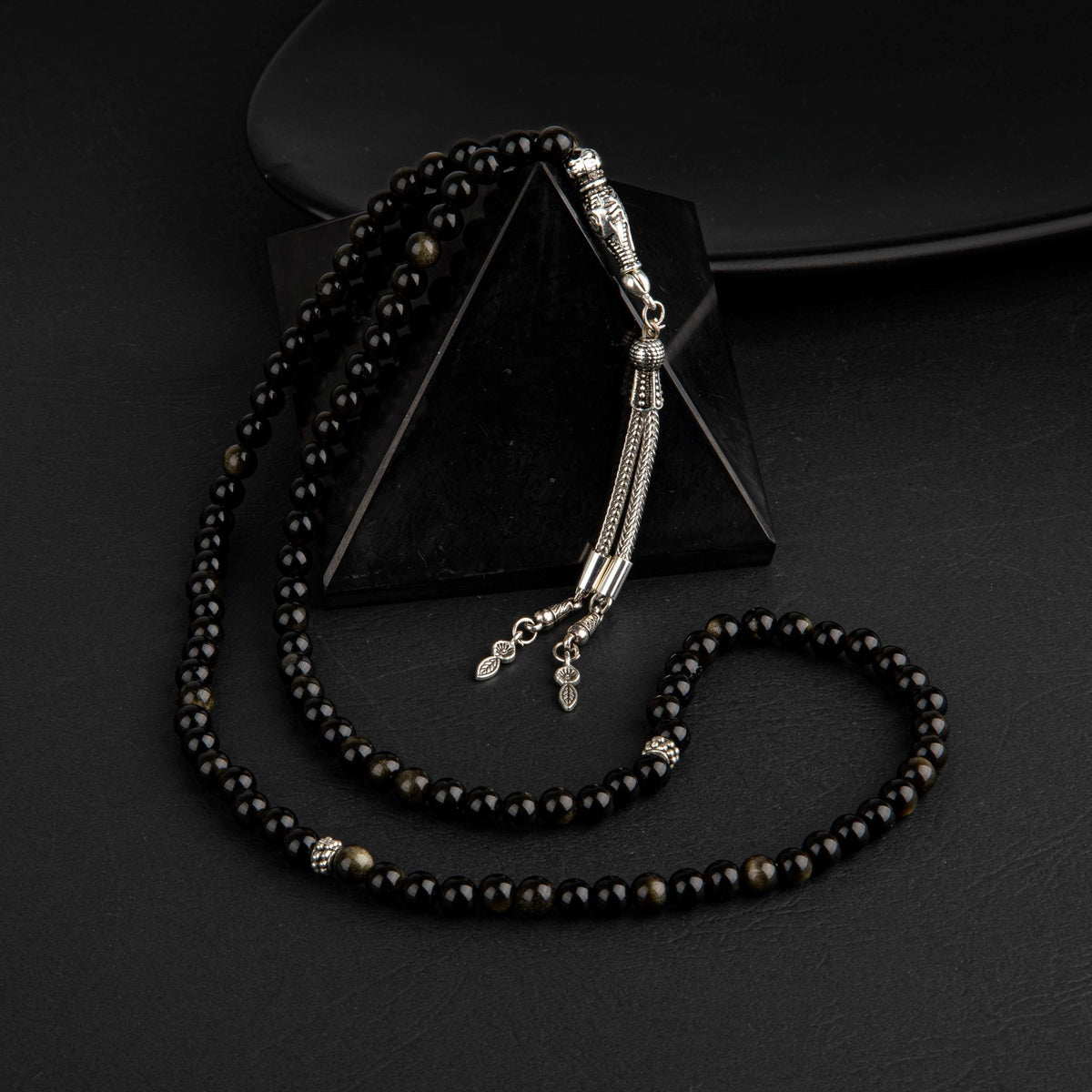 Golden Obsidyen Doğal Taş Tesbih 99’luk – 6mm El İşçiliği