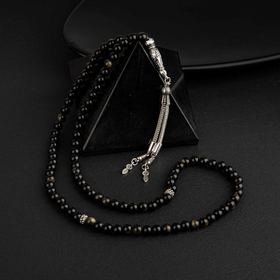 Golden Obsidyen Doğal Taş Tesbih 99’luk – 6mm El İşçiliği