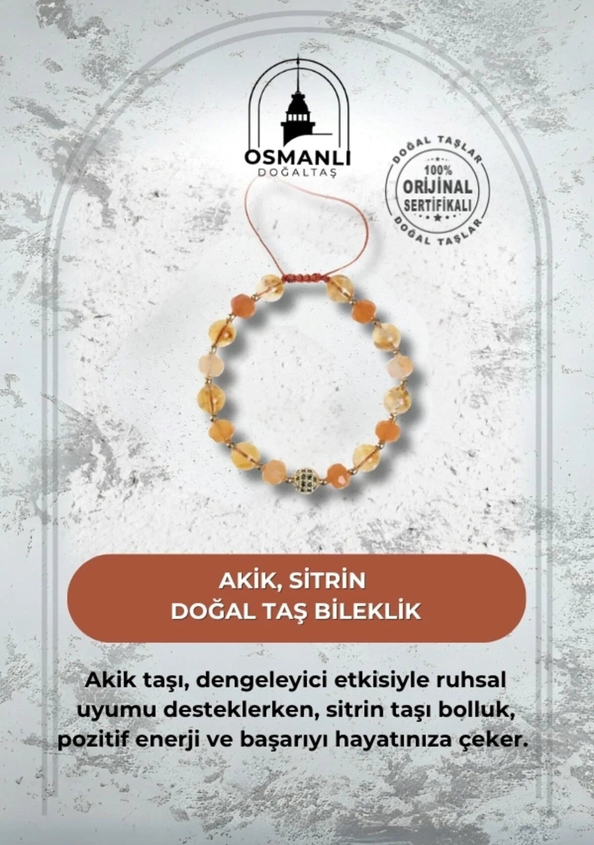 Akik ve Sitrin Doğaltaş Bileklik