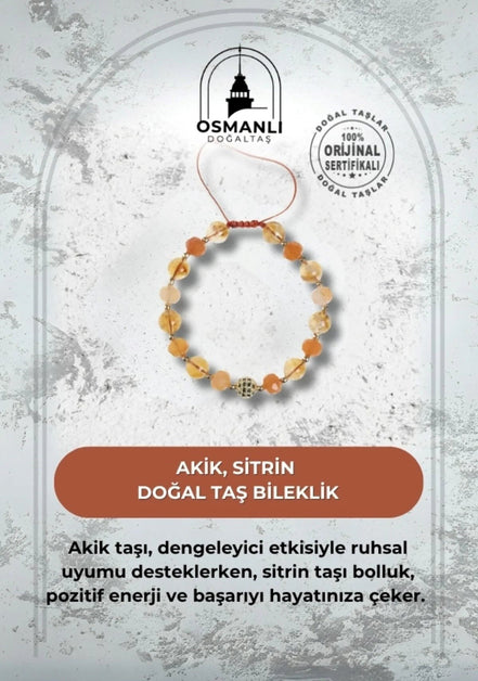 Akik ve Sitrin Doğaltaş Bileklik