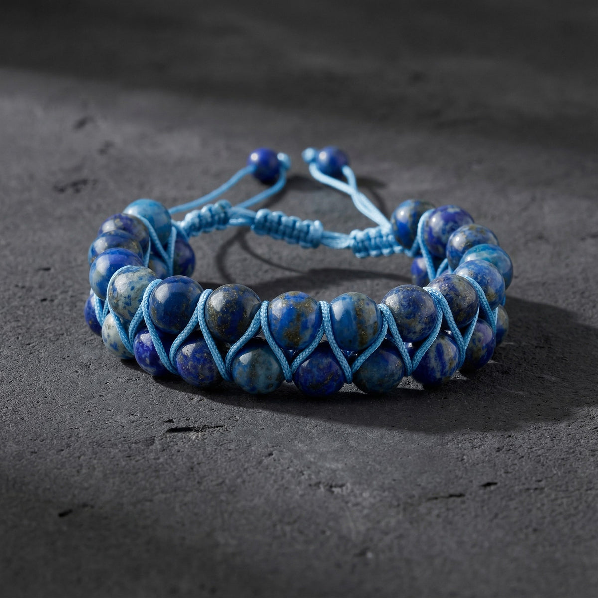 Lapis Lazuli 8mm Çift Sıra Makrome Doğal Taş Bileklik