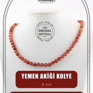 Yemen Akiği 8 mm Dizi Doğal Taş Kolye