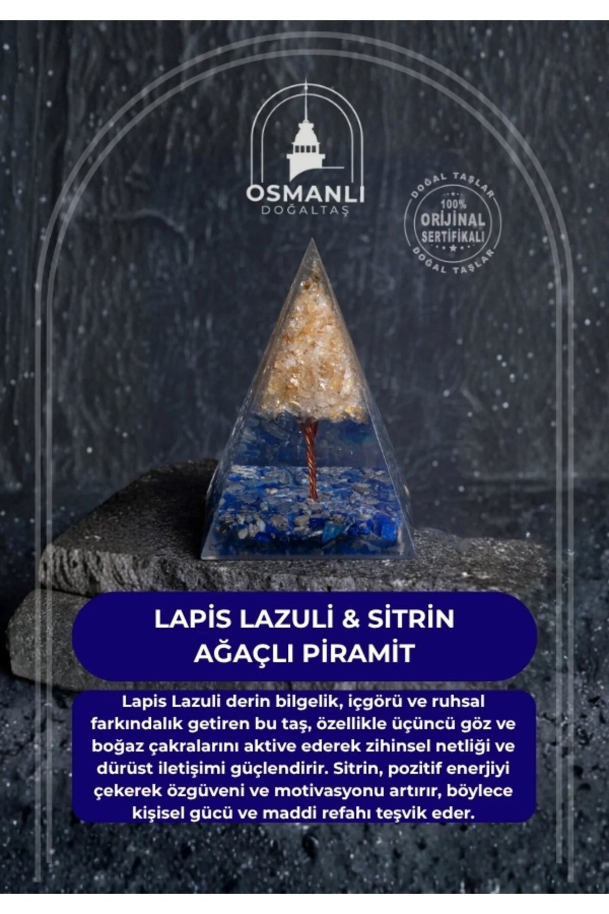 Lapis Lazuli & Sitrin Ağaçlı Piramit