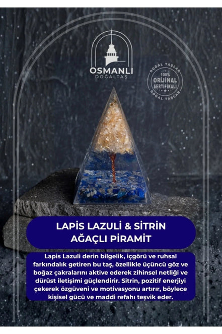 Lapis Lazuli & Sitrin Ağaçlı Piramit