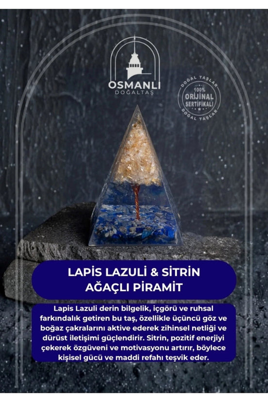 Lapis Lazuli & Sitrin Ağaçlı Piramit