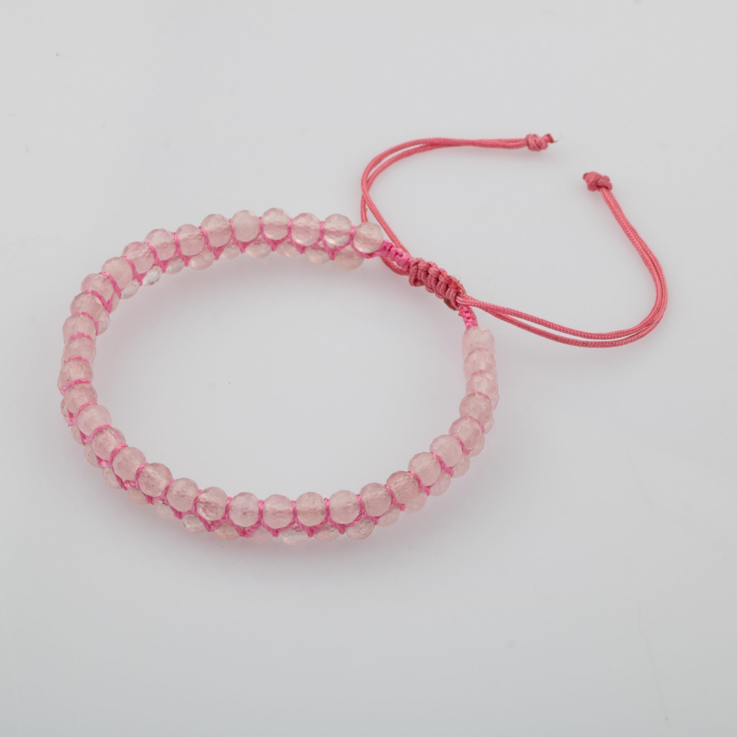 Pembe Kuvars (Gül Kuvars) 3-4 mm Çift Sıra Doğal Taş Bileklik – Unisex El İşçiliği