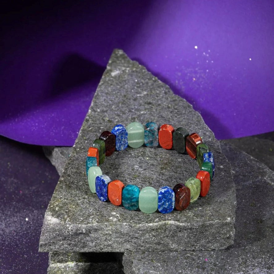 Boğa Burcu Bileklik Buz Mavizi Apatit, Dragon Jasper, Jasper, Lapis Lazuli, Yeşil Aventurin, Yeşim
