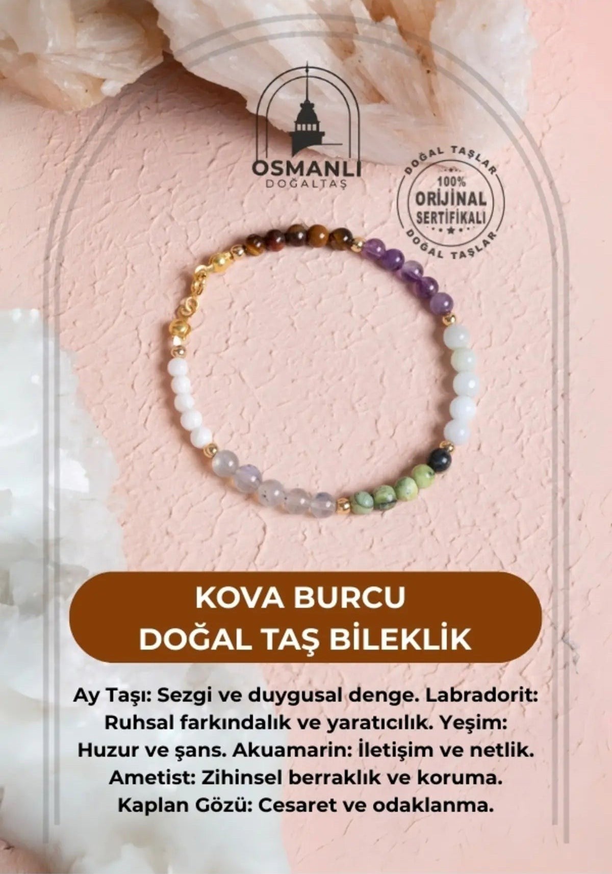 Kova Burcu Doğal Taş Bileklik