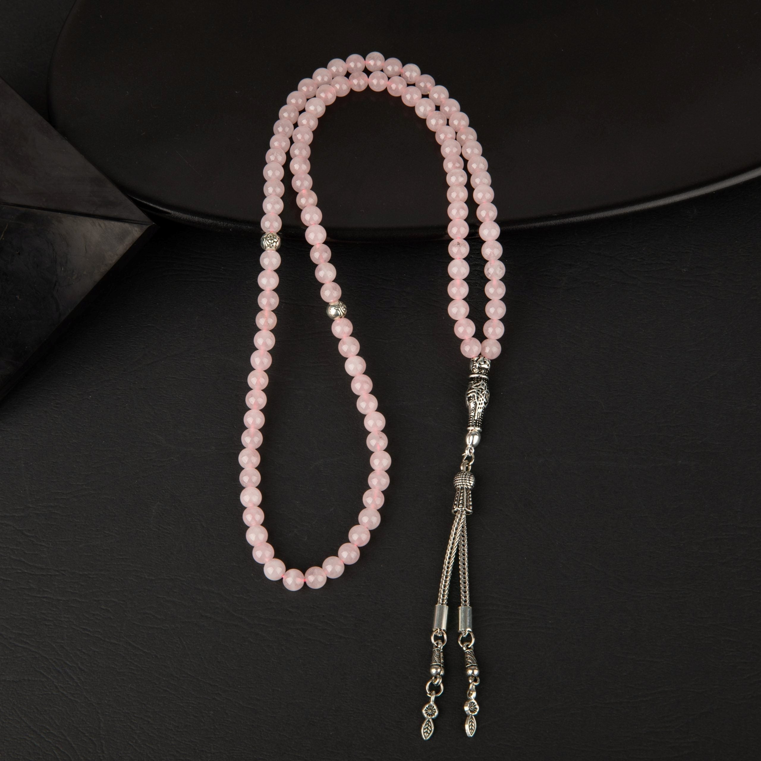 Pembe Kuvars (Gül Kuvars) Doğal Taş Tesbih 99’luk – 6mm El İşçiliği