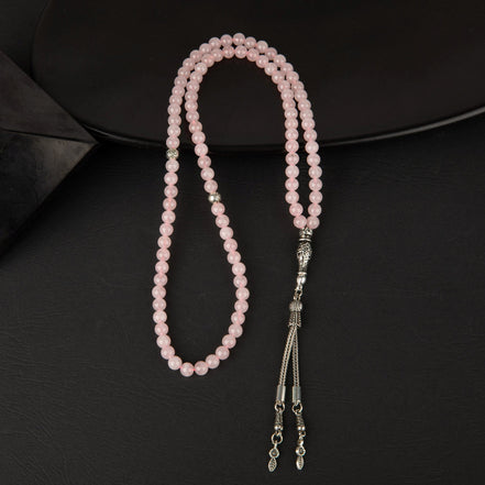 Pembe Kuvars (Gül Kuvars) Doğal Taş Tesbih 99’luk – 6mm El İşçiliği
