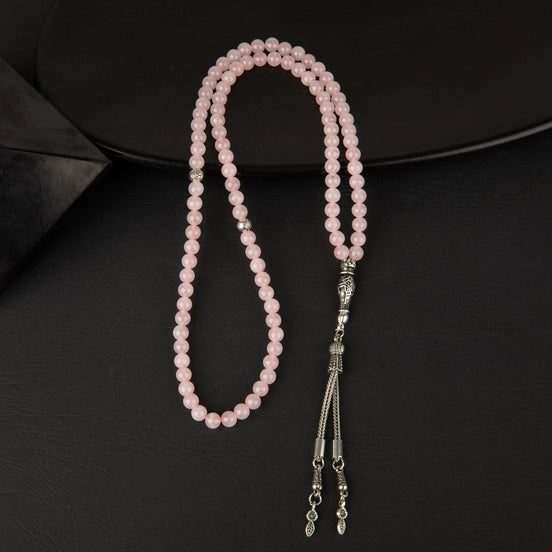 Pembe Kuvars (Gül Kuvars) Doğal Taş Tesbih 99’luk – 6mm El İşçiliği