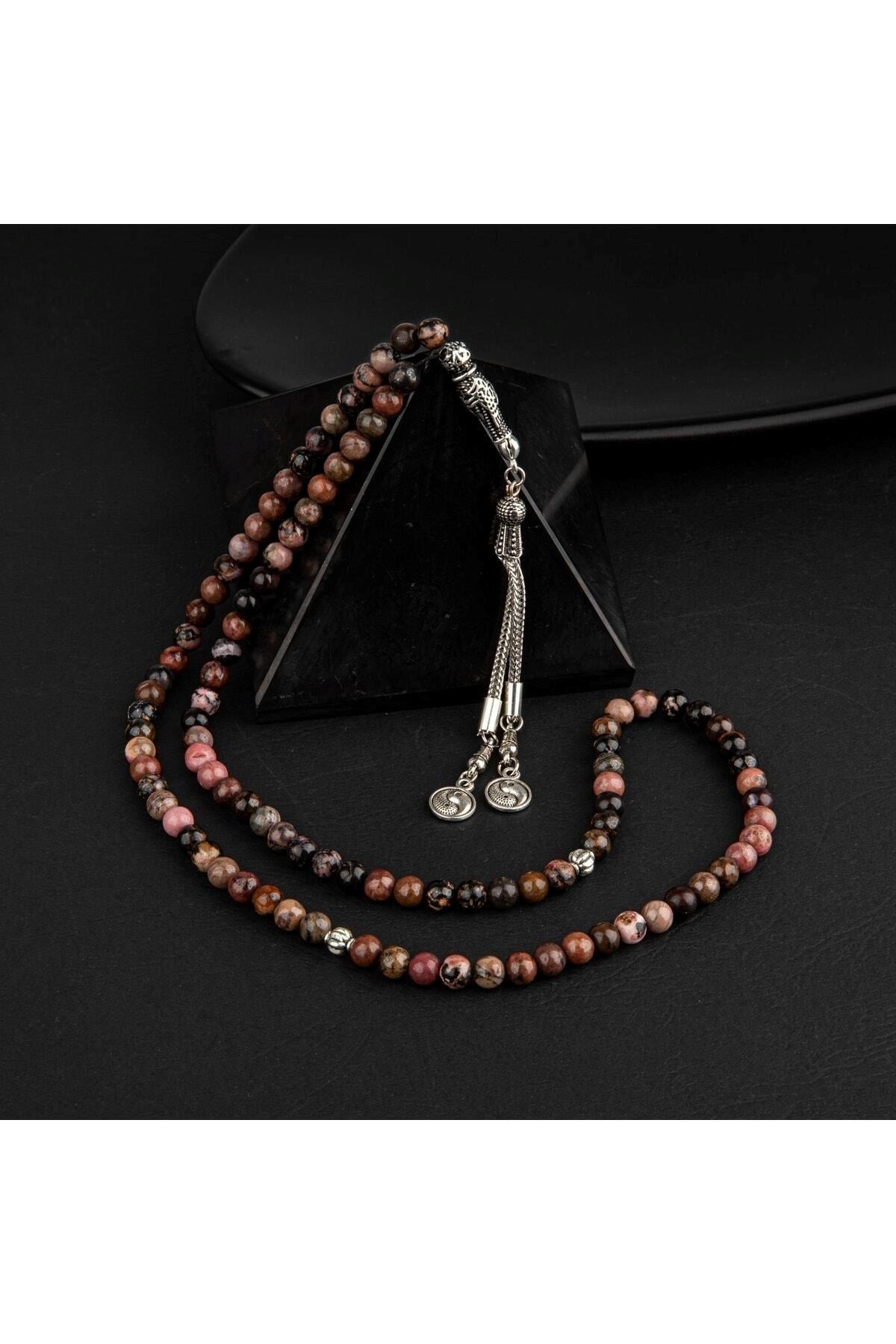 Rodonit Doğal Taş Tesbih 99luk - 6mm