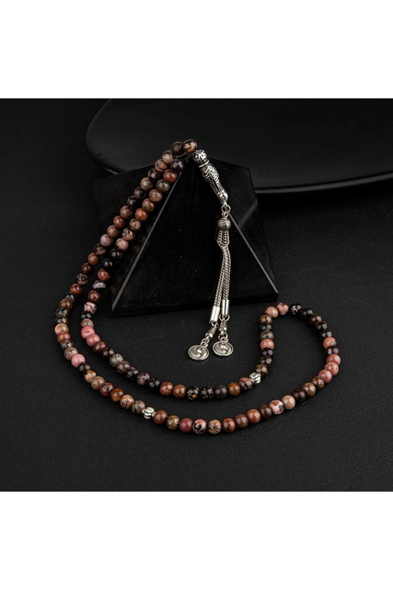Rodonit Doğal Taş Tesbih 99luk - 6mm