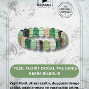 Yeşil Florit Doğal Taş Geniş Kesim Bileklik