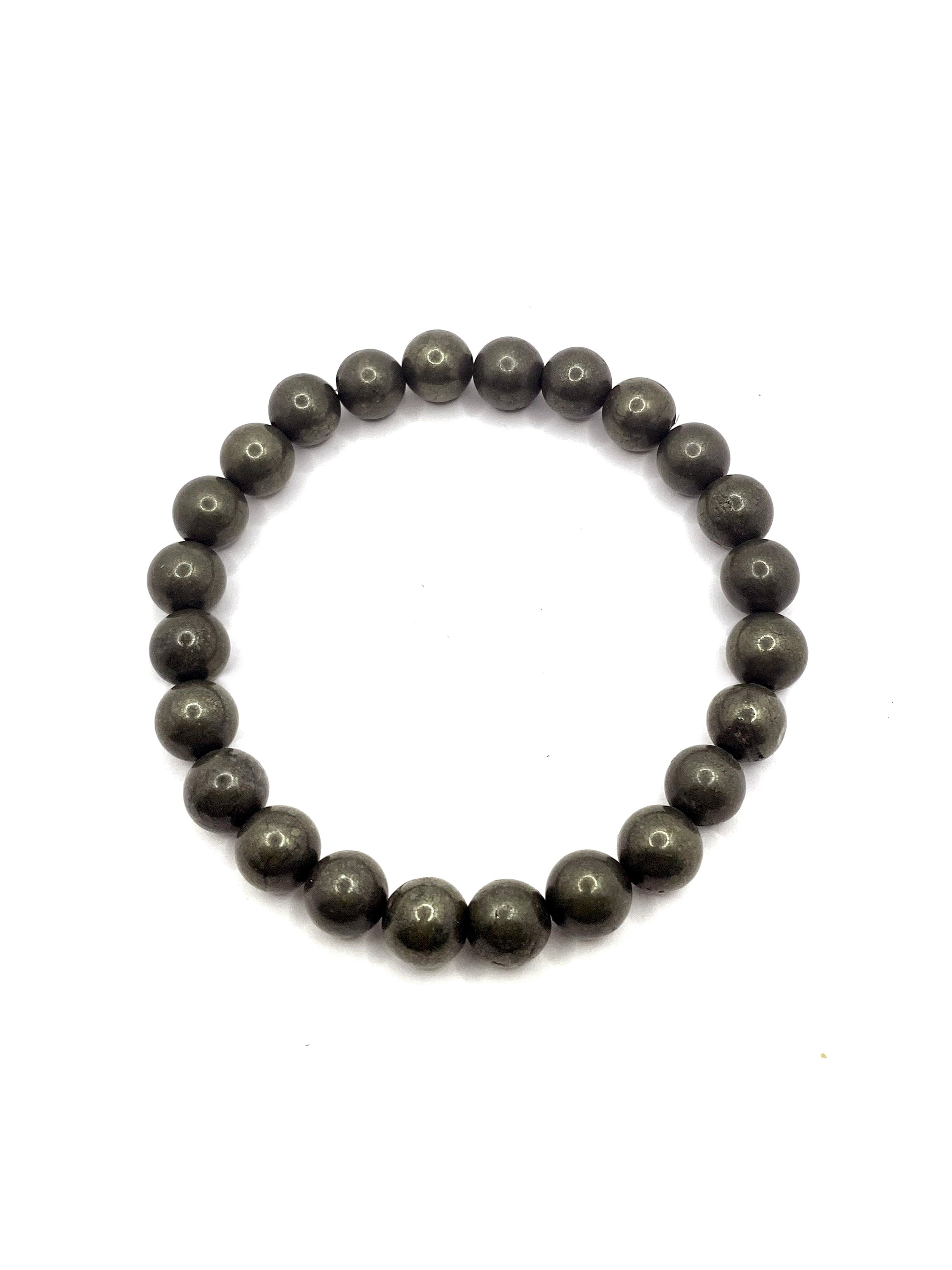 Pirit Doğal Taş Bileklik – 8 mm Misinalı, Unisex Tasarım