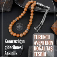 Turuncu Aventurin Doğal Taş Tesbih 33lük - 6mm