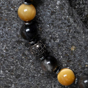 Obsidyen, Kaplan Gözü, Hematit Zirkon Aparat Doğal Taş Makrome Bileklik