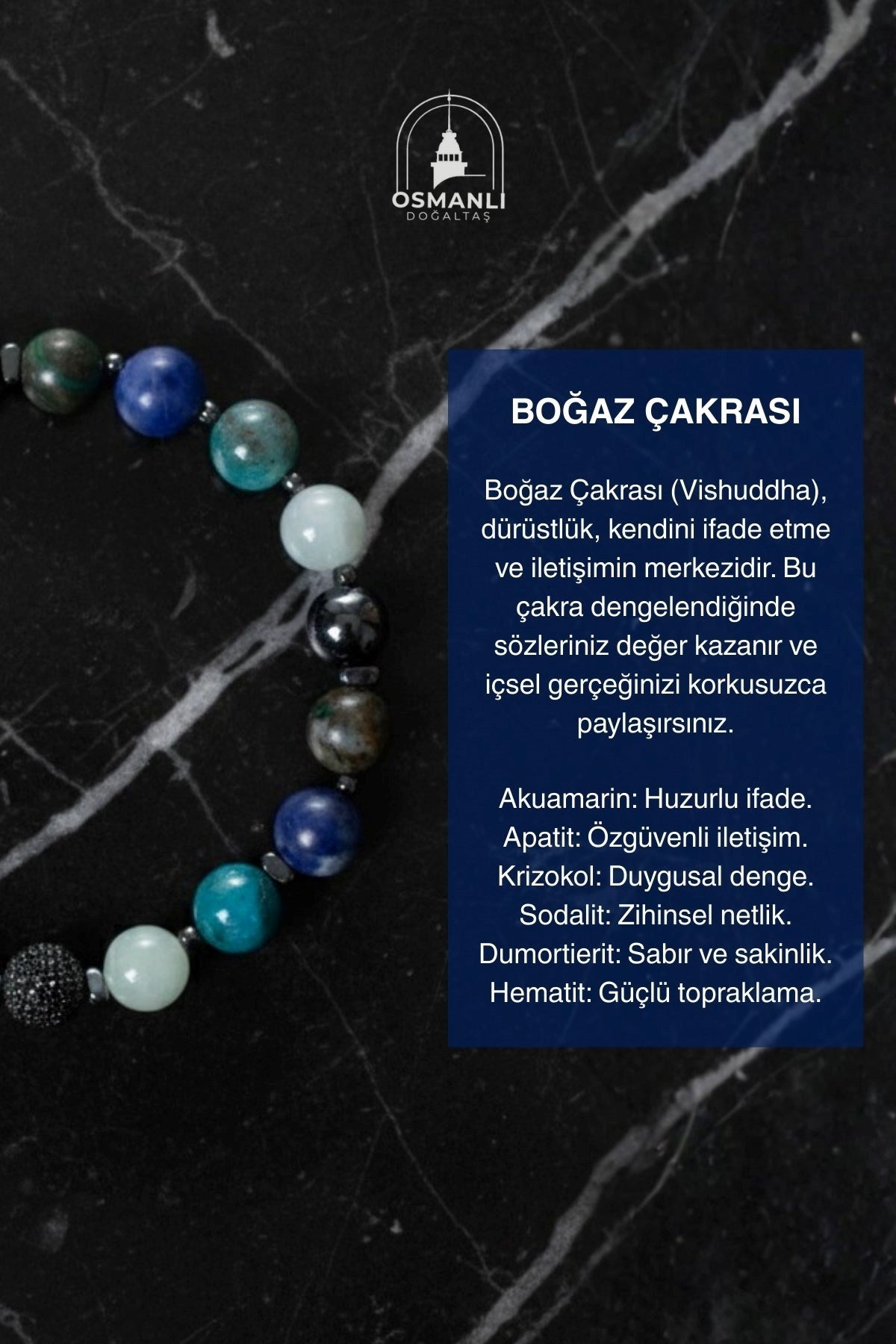 Boğaz Çakrası Doğal Taş Bileklik