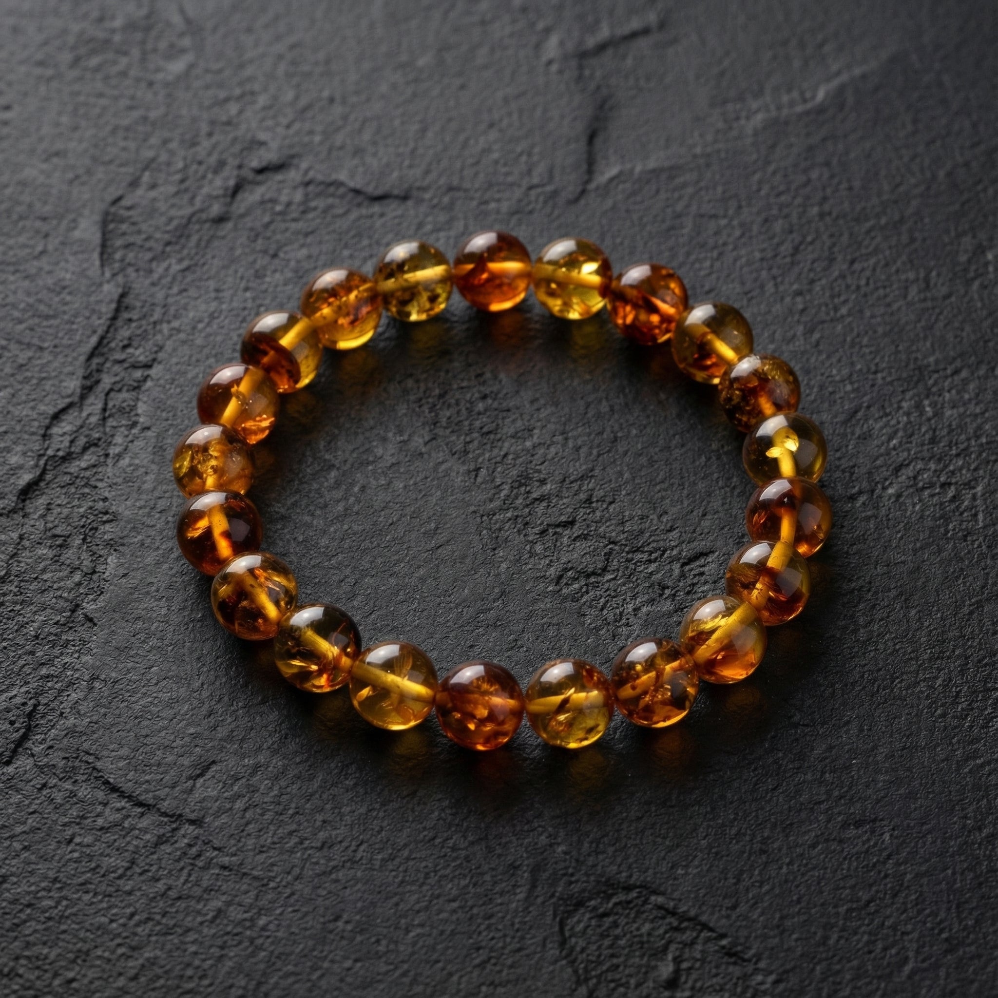 Kaya Fosil Damla Kehribar Bileklik – 8 mm