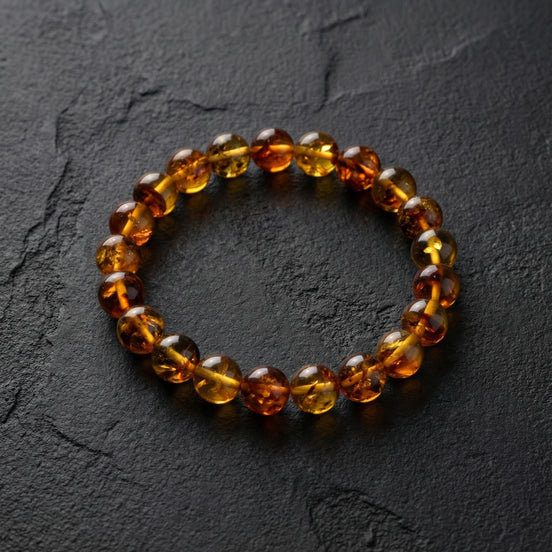 Kaya Fosil Damla Kehribar Bileklik – 8 mm