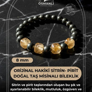 Orijinal Hakiki 8mm Sitrin - Pirit Doğal Taş Misinalı Bileklik
