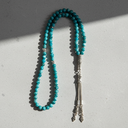 Mavi Apatit Doğal Taş Tesbih – 99’luk / 6 mm