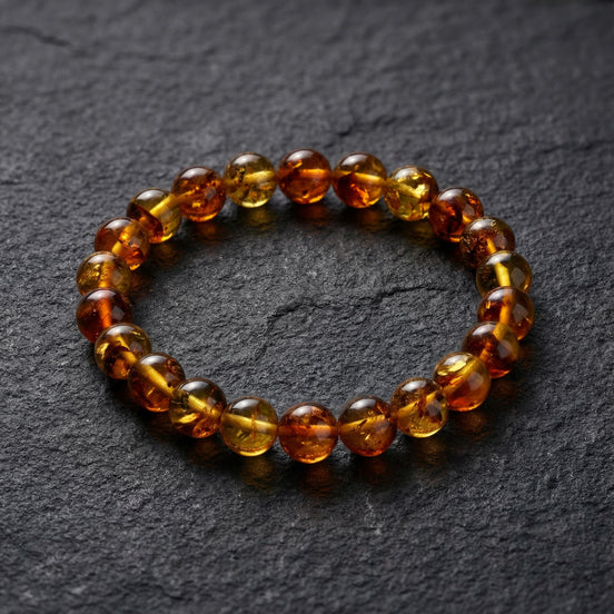 Kaya Fosil Damla Kehribar Bileklik – 8 mm