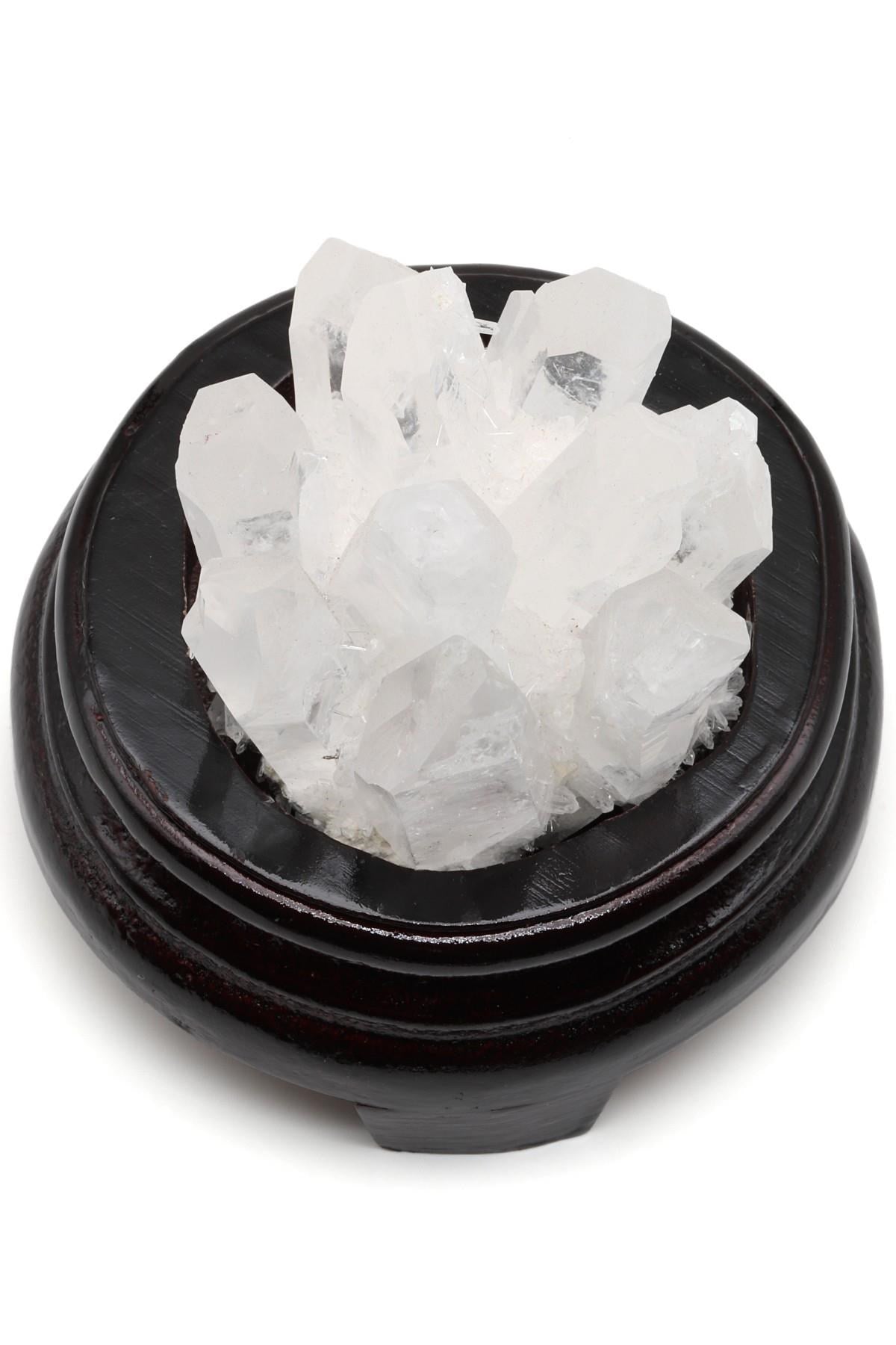 Kristal Kuvars Doğal Taş Standlı Parça – 10 × 10 cm | 429 gr