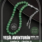 Yeşil Aventurin Doğal Taş Tesbih 33lük - 8mm