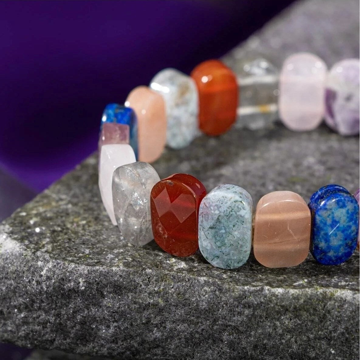 Terazi Burcu Bileklik Ametist, Dumanlı Kuvars, Güneş Taşı, Kırmızı Akik, Labradorit, Lapis Lazuli, Pembe Kuvars
